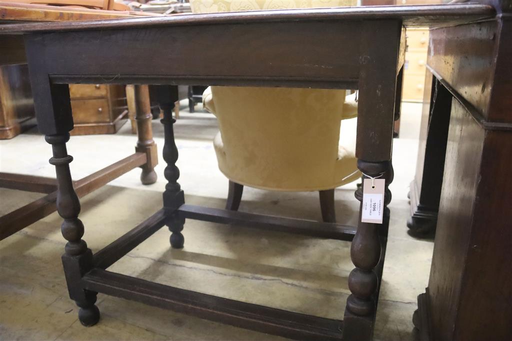 An early 18th century oak side table, width 90cm, depth 57cm, height 73cm